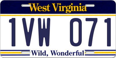 WV license plate 1VW071