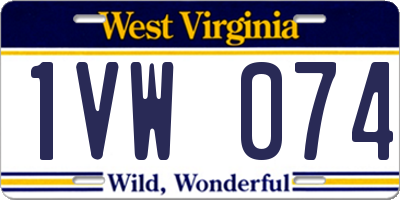 WV license plate 1VW074