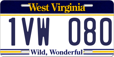 WV license plate 1VW080