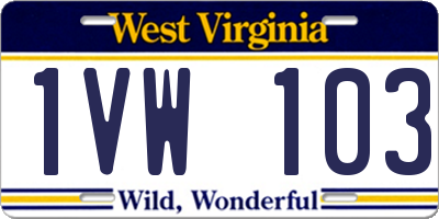 WV license plate 1VW103