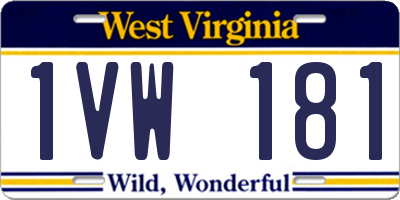 WV license plate 1VW181