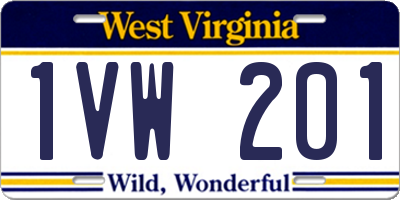 WV license plate 1VW201