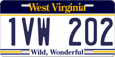 WV license plate 1VW202