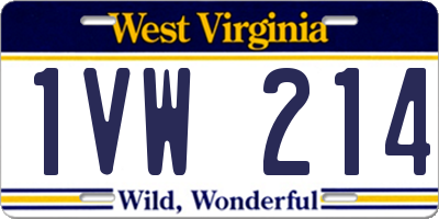 WV license plate 1VW214