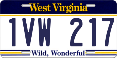 WV license plate 1VW217