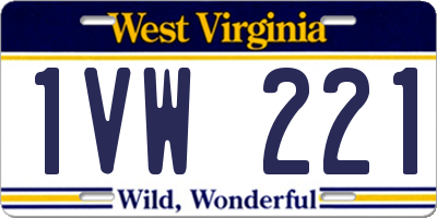WV license plate 1VW221