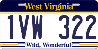 WV license plate 1VW322