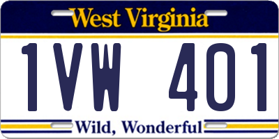 WV license plate 1VW401