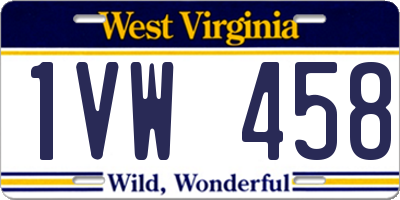 WV license plate 1VW458