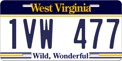 WV license plate 1VW477
