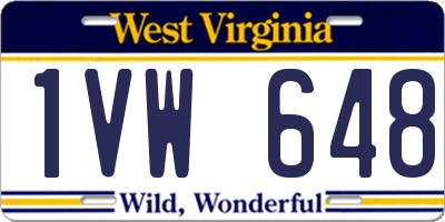WV license plate 1VW648
