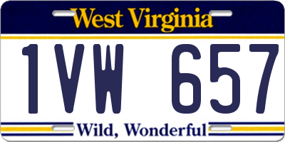 WV license plate 1VW657