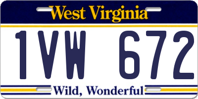 WV license plate 1VW672