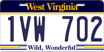 WV license plate 1VW702