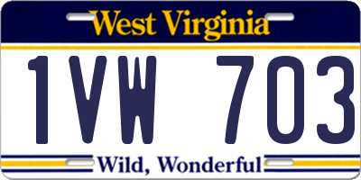 WV license plate 1VW703