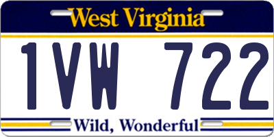 WV license plate 1VW722