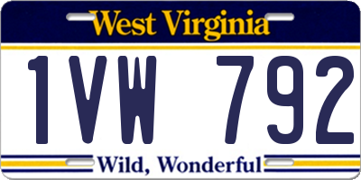 WV license plate 1VW792