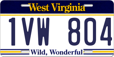 WV license plate 1VW804
