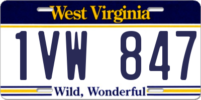 WV license plate 1VW847