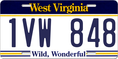 WV license plate 1VW848