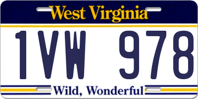 WV license plate 1VW978