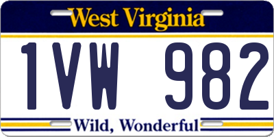 WV license plate 1VW982