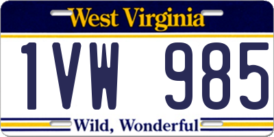WV license plate 1VW985