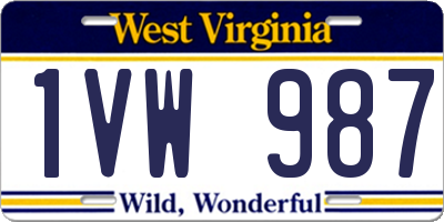 WV license plate 1VW987