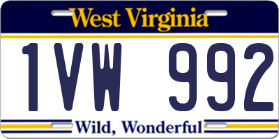WV license plate 1VW992