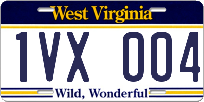 WV license plate 1VX004