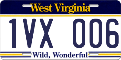 WV license plate 1VX006