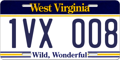 WV license plate 1VX008