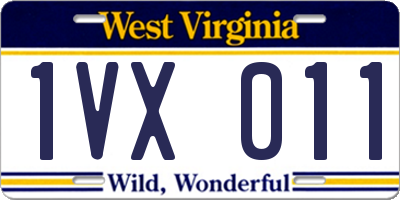 WV license plate 1VX011