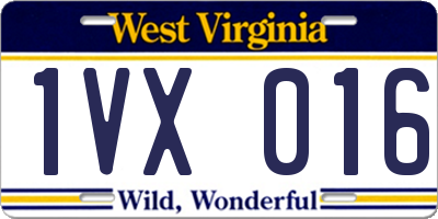 WV license plate 1VX016