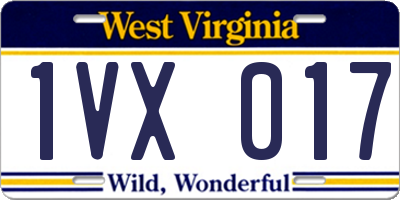 WV license plate 1VX017