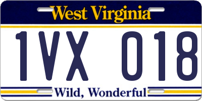 WV license plate 1VX018