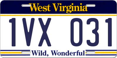 WV license plate 1VX031