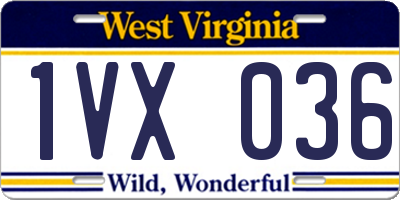 WV license plate 1VX036