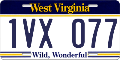 WV license plate 1VX077