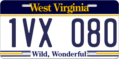 WV license plate 1VX080
