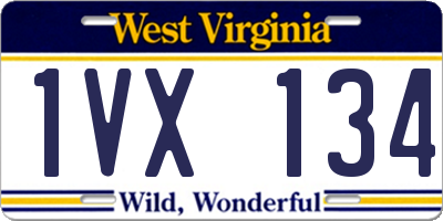 WV license plate 1VX134