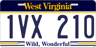 WV license plate 1VX210
