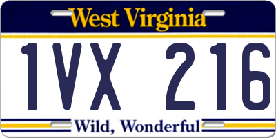 WV license plate 1VX216