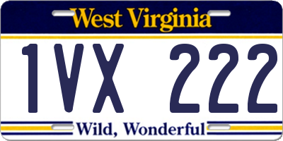 WV license plate 1VX222