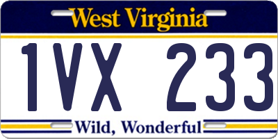 WV license plate 1VX233