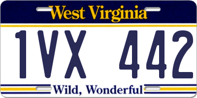 WV license plate 1VX442