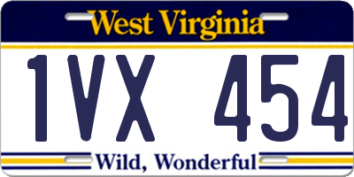 WV license plate 1VX454