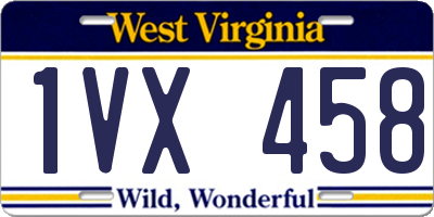 WV license plate 1VX458