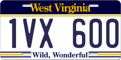 WV license plate 1VX600