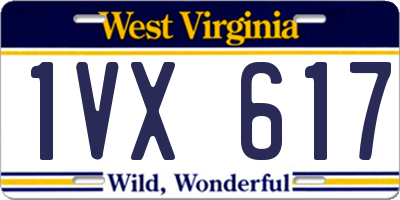 WV license plate 1VX617